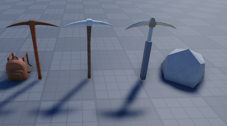 Pickaxes, Stone And backpack models